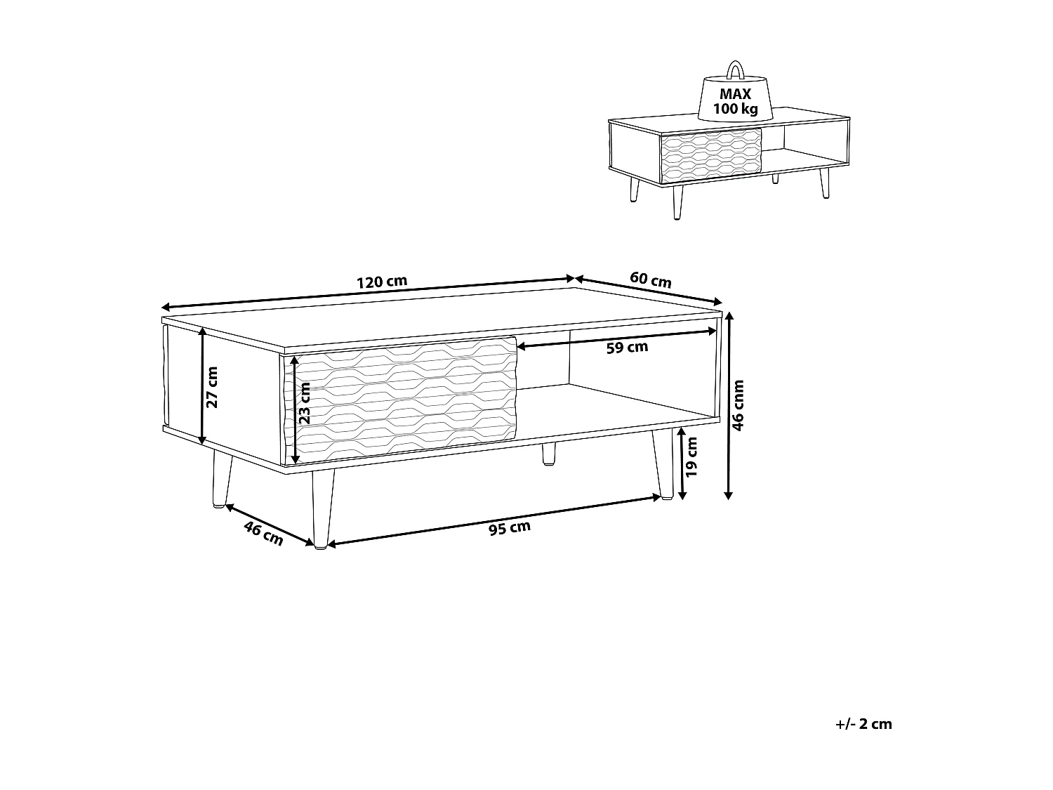 Modernes Lowboard heller Holzfarbton/weiß Swansea