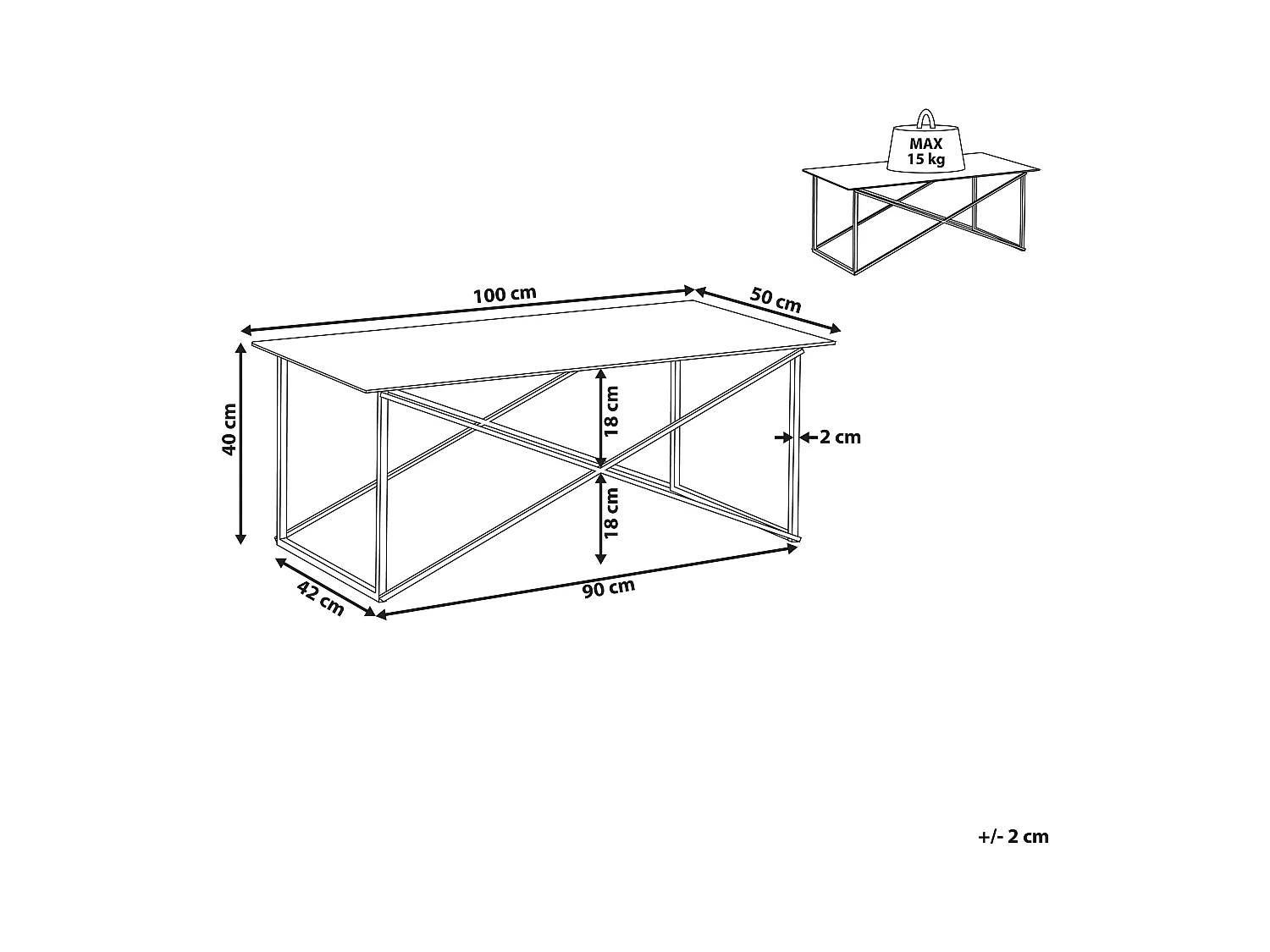 Table basse EMPORIA Verre de sécurité Marbre/argenté