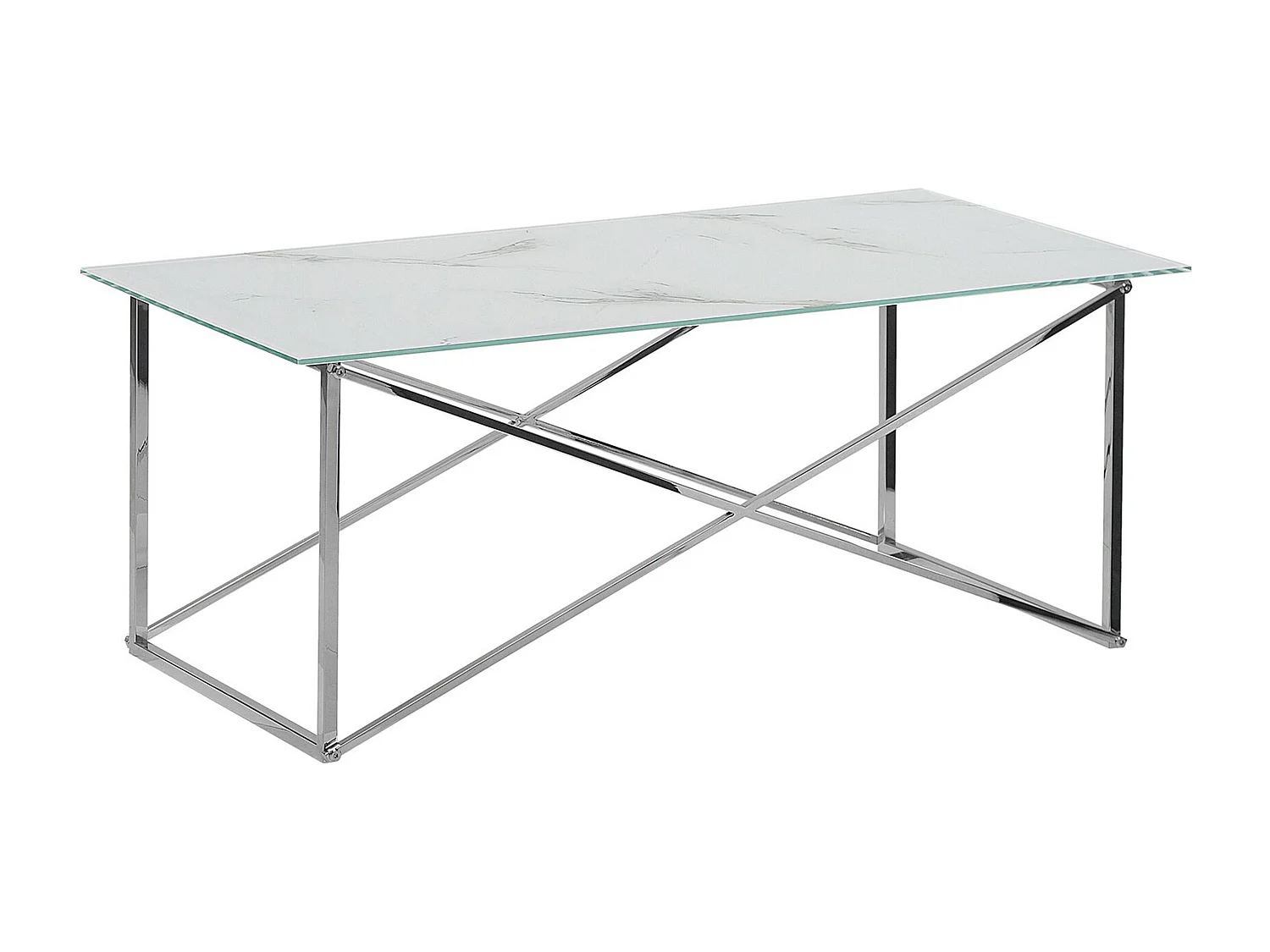 Couchtisch EMPORIA Sicherheitsglas Marmor Optik / Silber