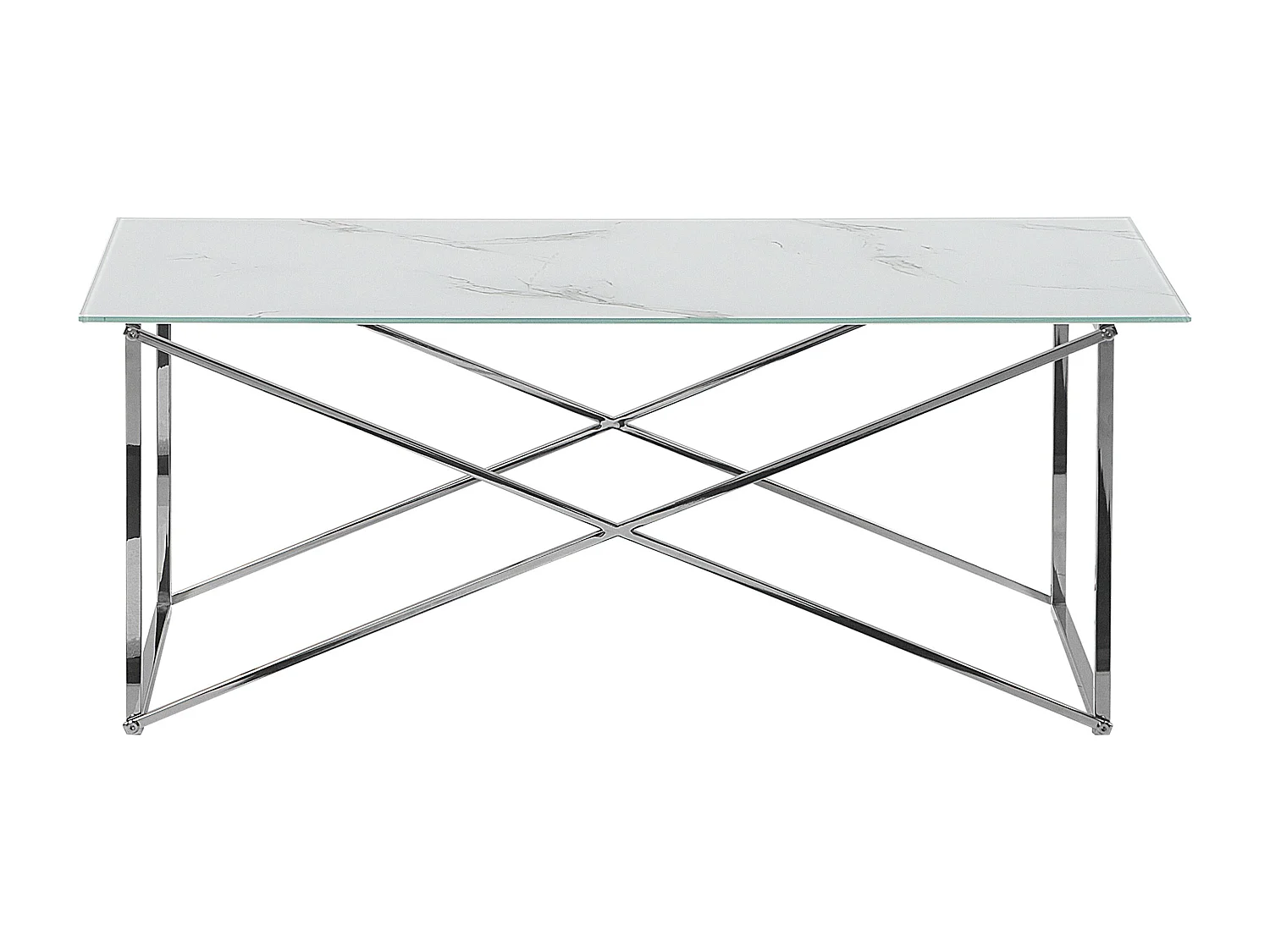 Couchtisch EMPORIA Sicherheitsglas Marmor Optik / Silber