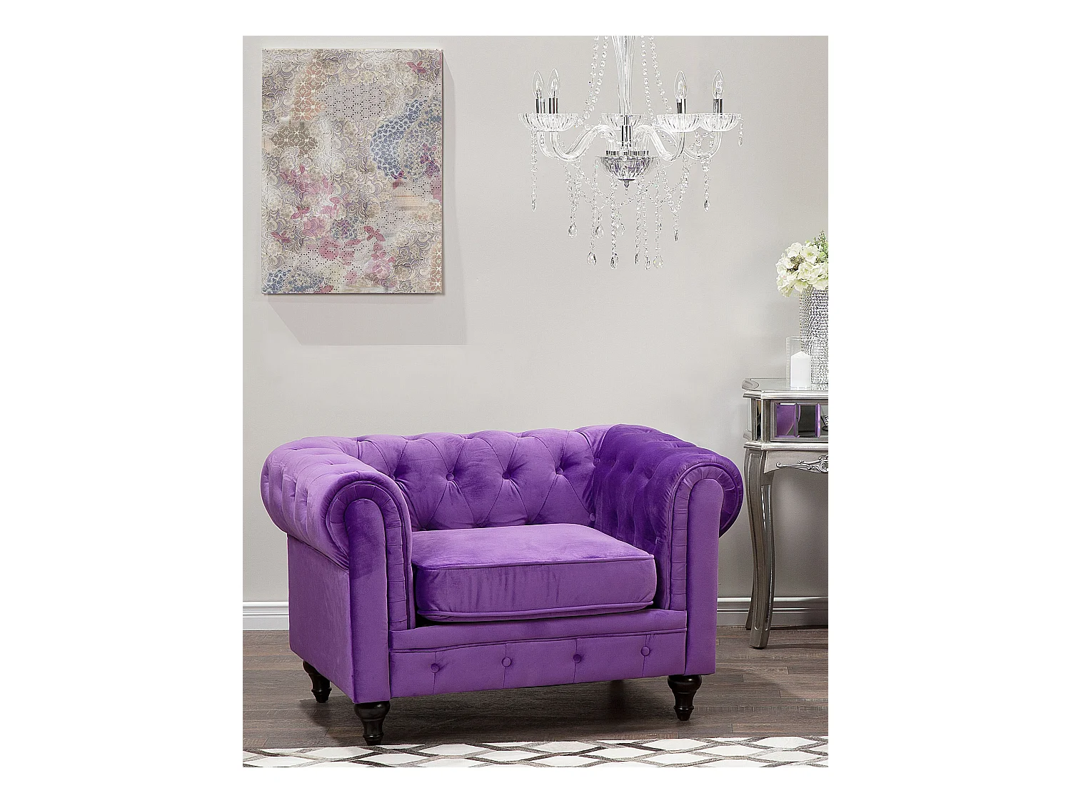 Fauteuil CHESTERFIELD Fluweel Paars