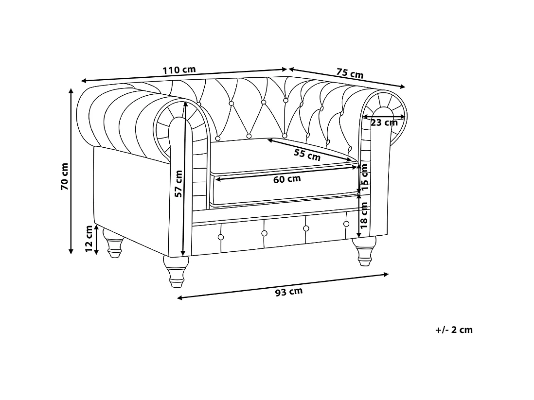 Fauteuil CHESTERFIELD Fluweel Paars