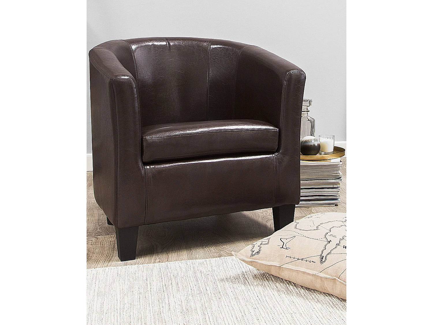 Fauteuil BORWICK Cuir PU Marron foncé