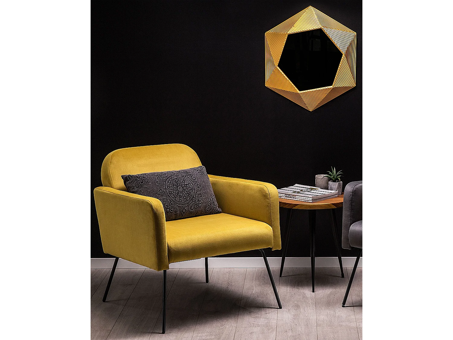 Fauteuil NARKEN Velours Moutarde