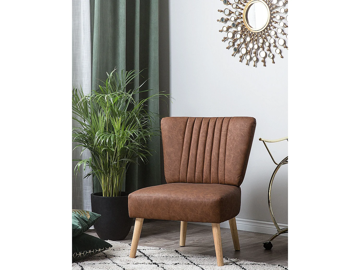 Bequemer Sessel im Retro Stil Kunstleder braun Vaasa