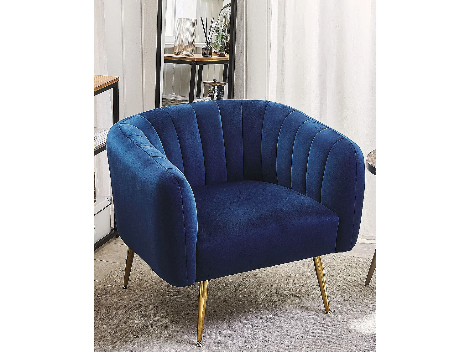 Fauteuil LACONIA Velours Bleu foncé