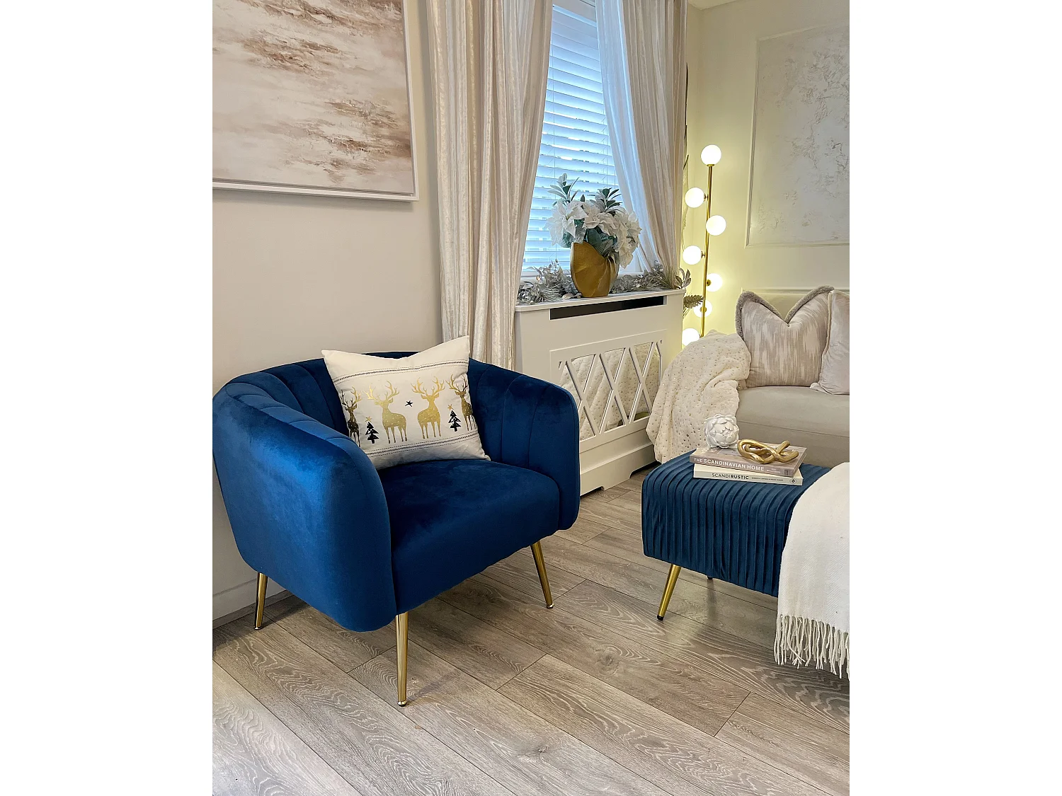 Sessel LACONIA Samtstoff Dunkelblau