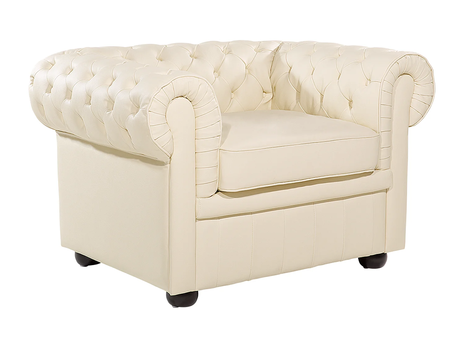 Fauteuil CHESTERFIELD Cuir Beige clair