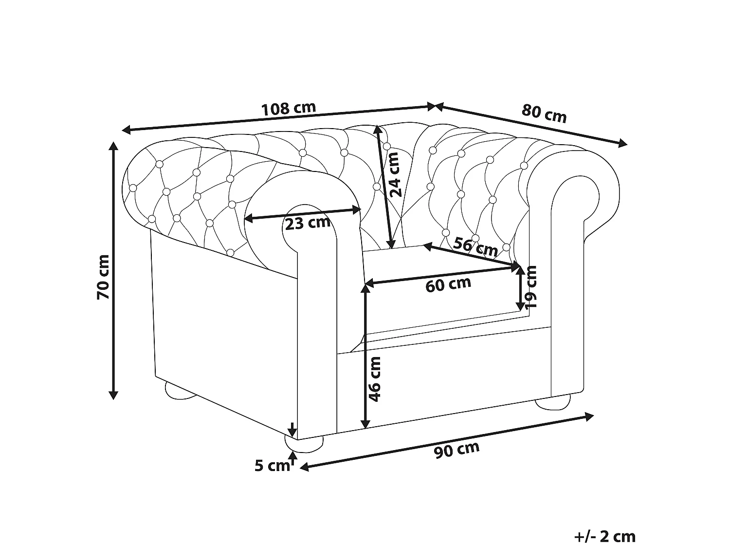 Fauteuil CHESTERFIELD Cuir Beige clair