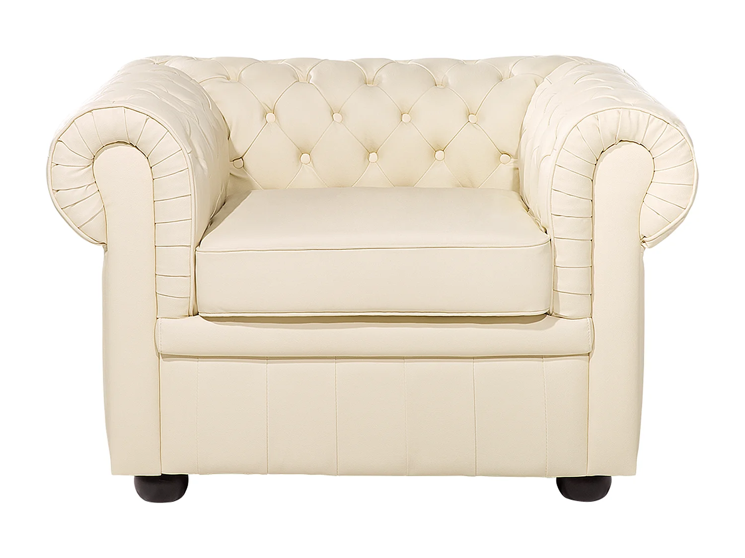 Fauteuil CHESTERFIELD Cuir Beige clair
