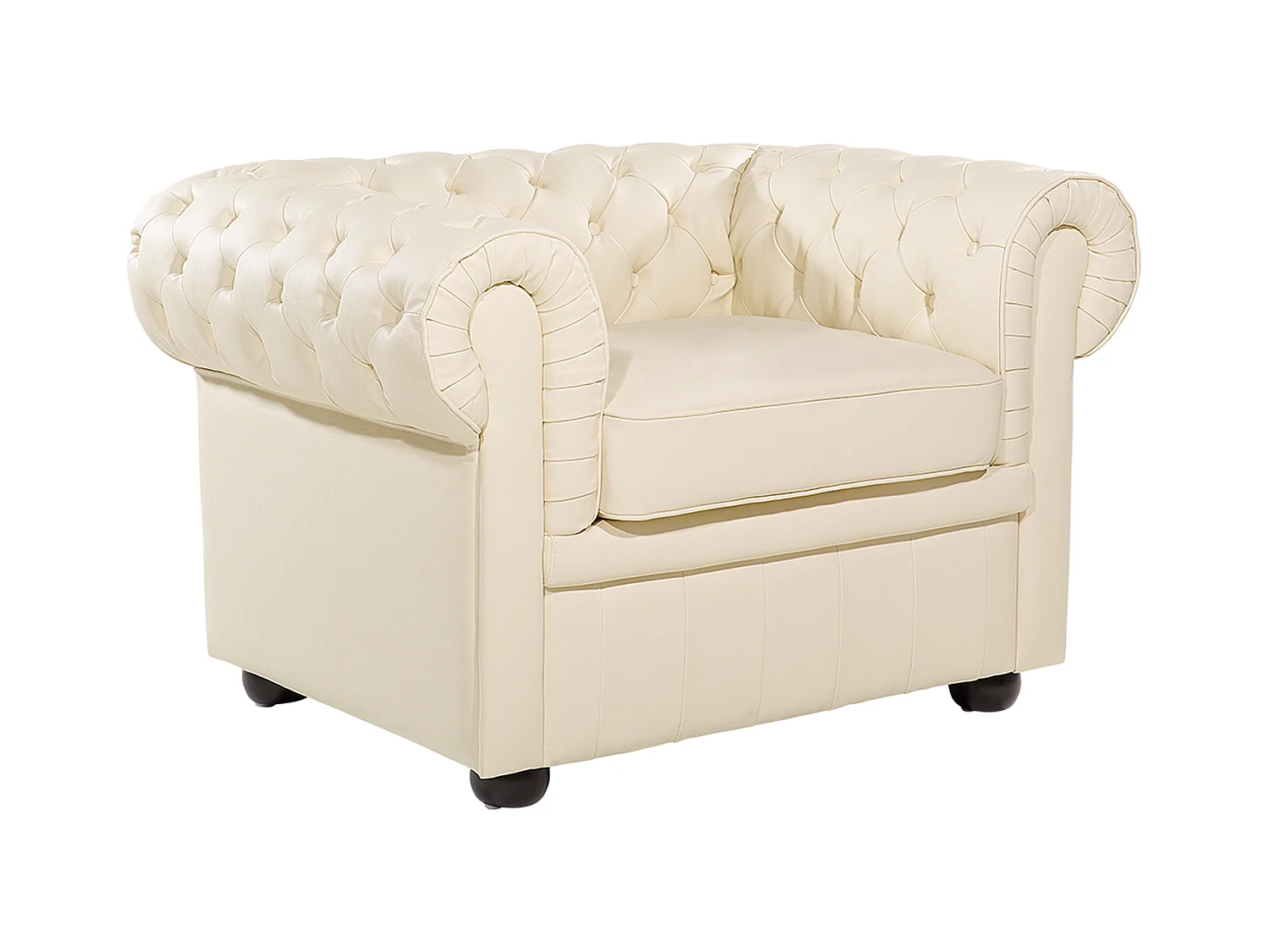 Fauteuil CHESTERFIELD Cuir Beige clair