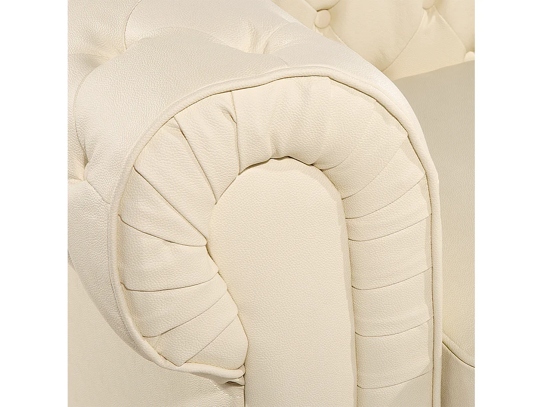Retro Sessel englischer Stil Echtleder creme / beige Chesterfield