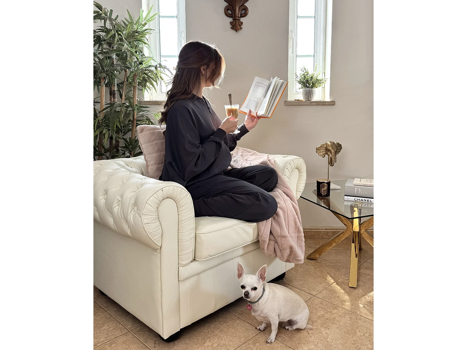 Fauteuil CHESTERFIELD Cuir Beige