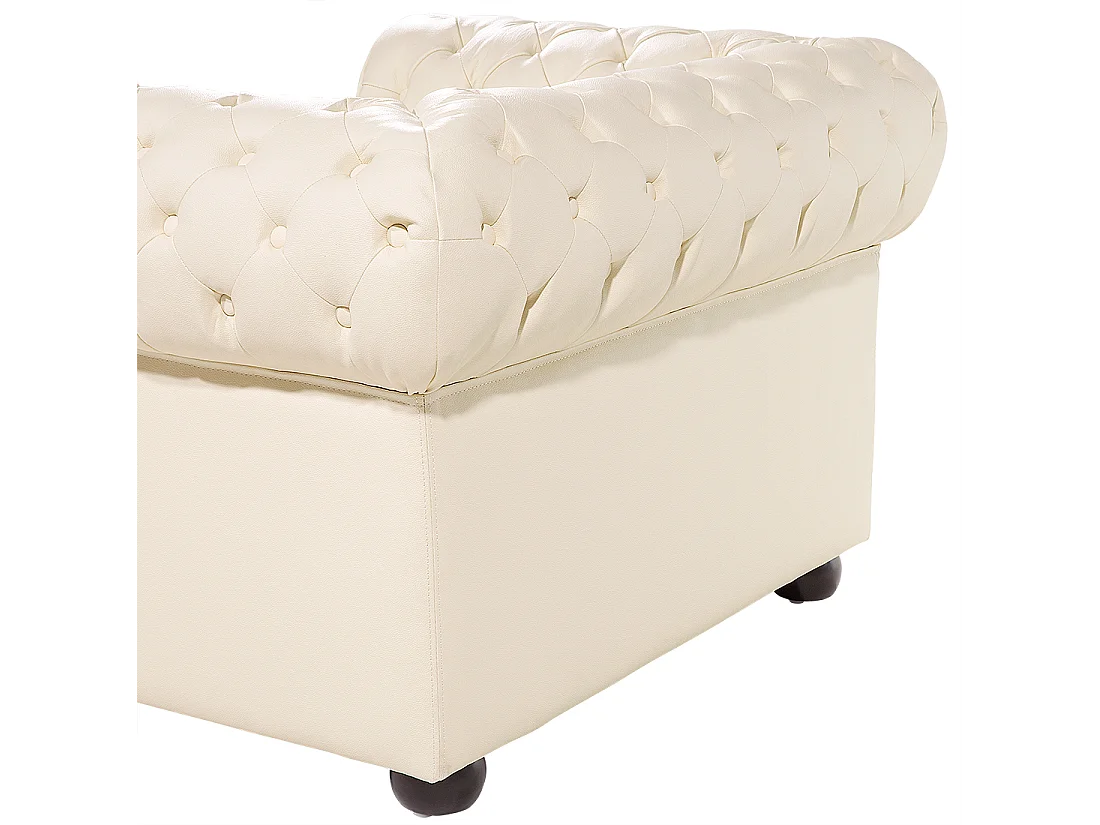 Retro Sessel englischer Stil Echtleder creme / beige Chesterfield