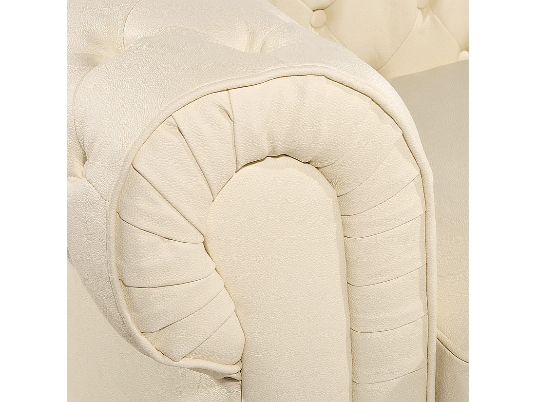 Retro Sessel englischer Stil Echtleder creme / beige Chesterfield