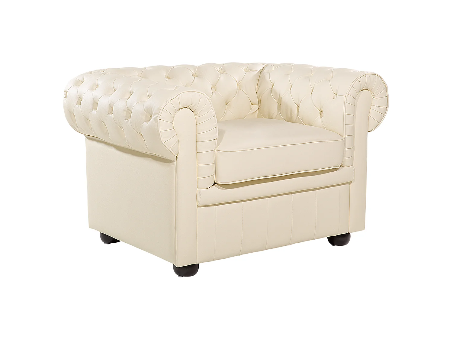 Armchair CHESTERFIELD Leather Light Beige