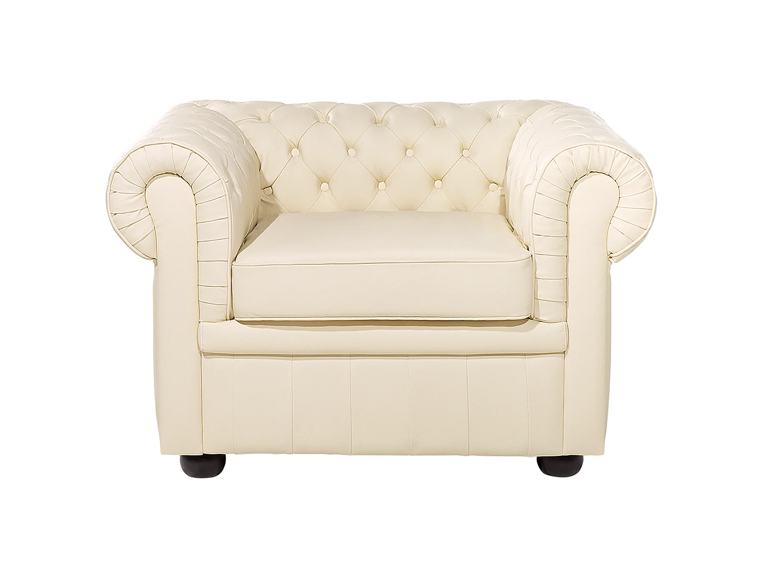 Armchair CHESTERFIELD Leather Light Beige