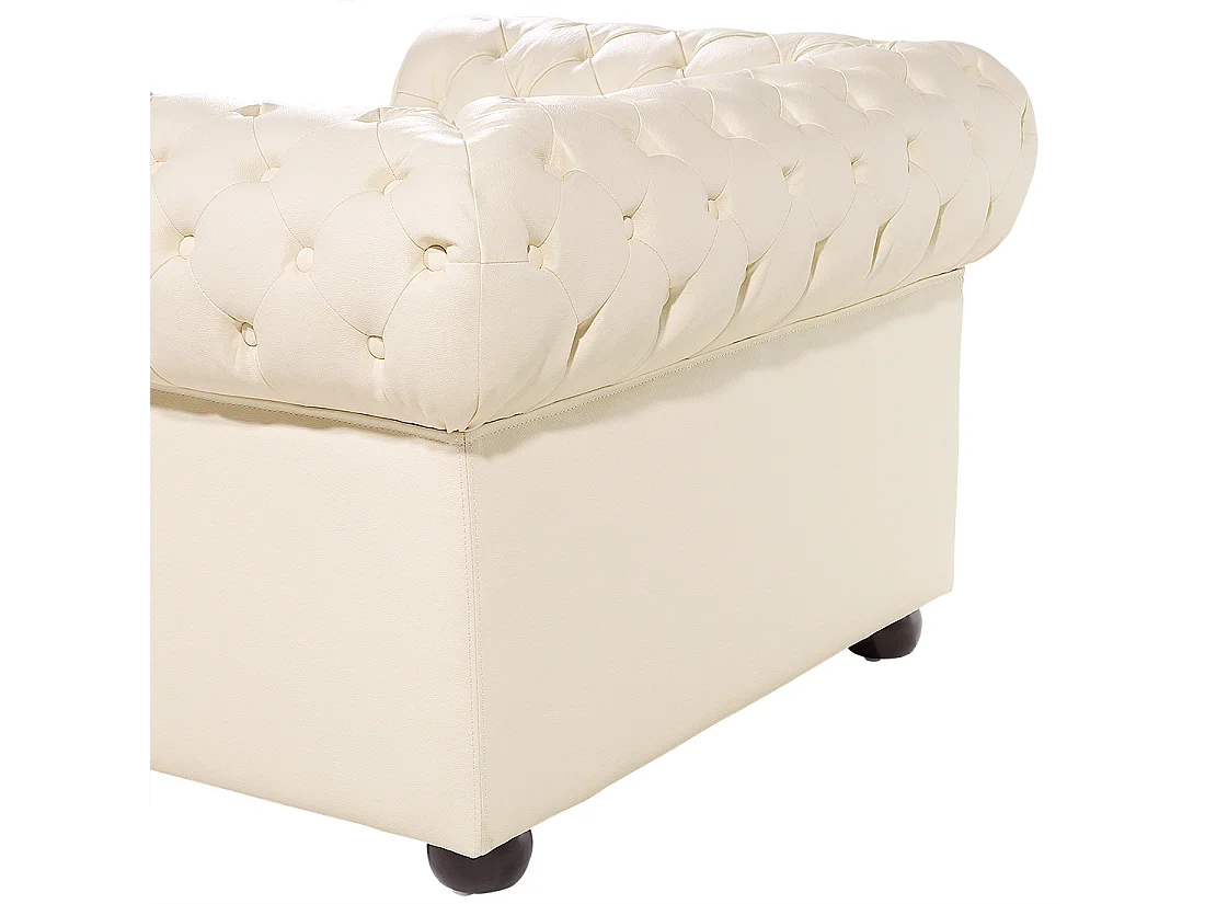 Armchair CHESTERFIELD Leather Light Beige
