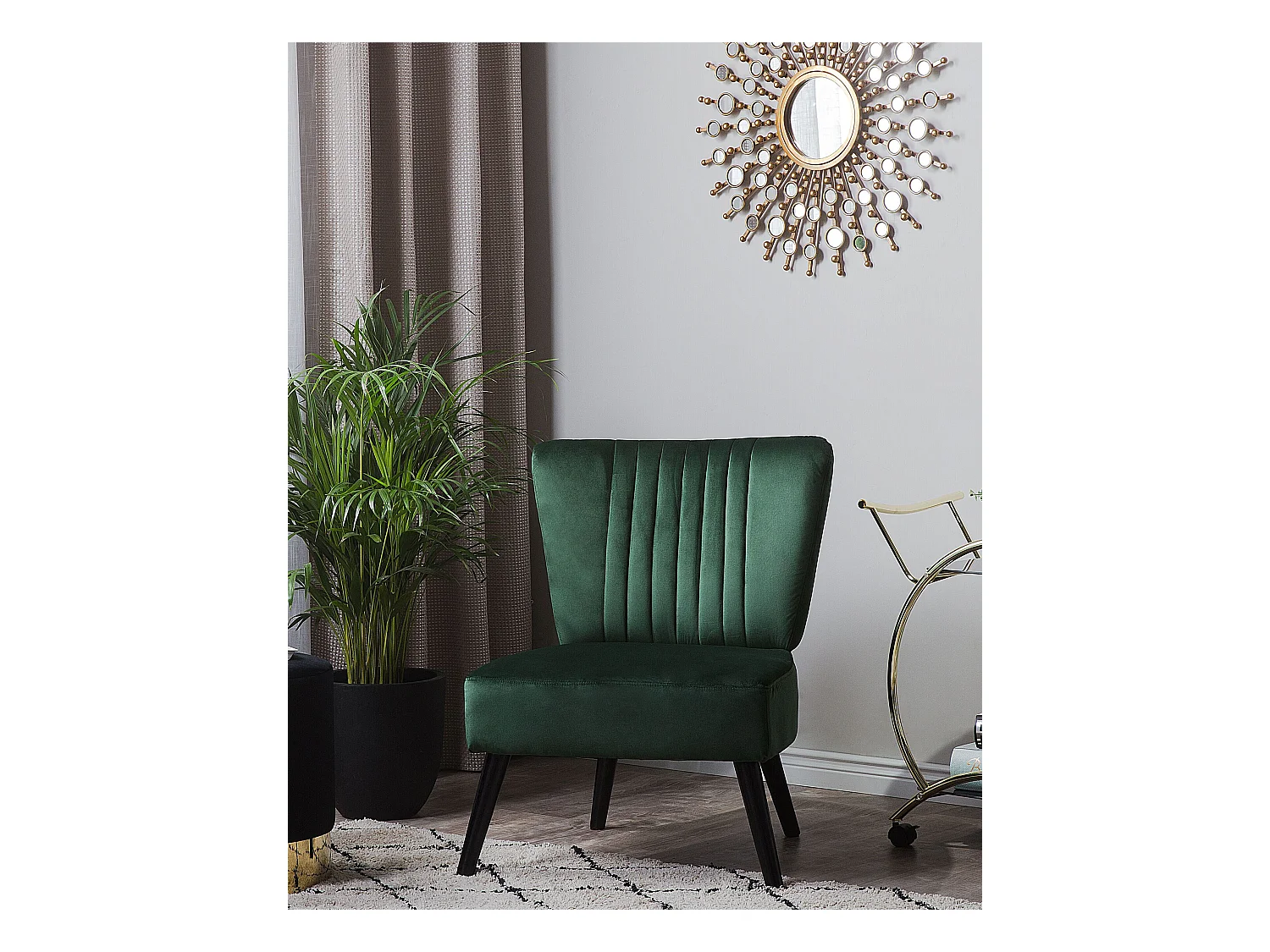 Bequemer Sessel im Retro Stil Polsterbezug grün Vaasa