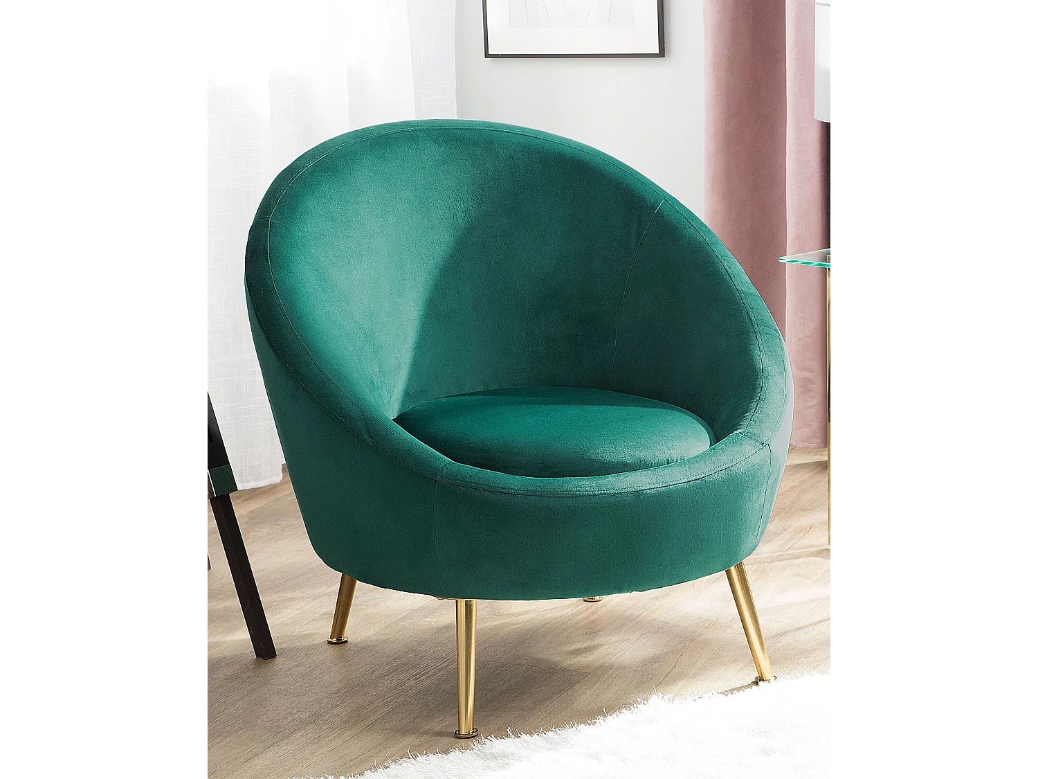 Fotel LANGA Welur Ciemnozielony