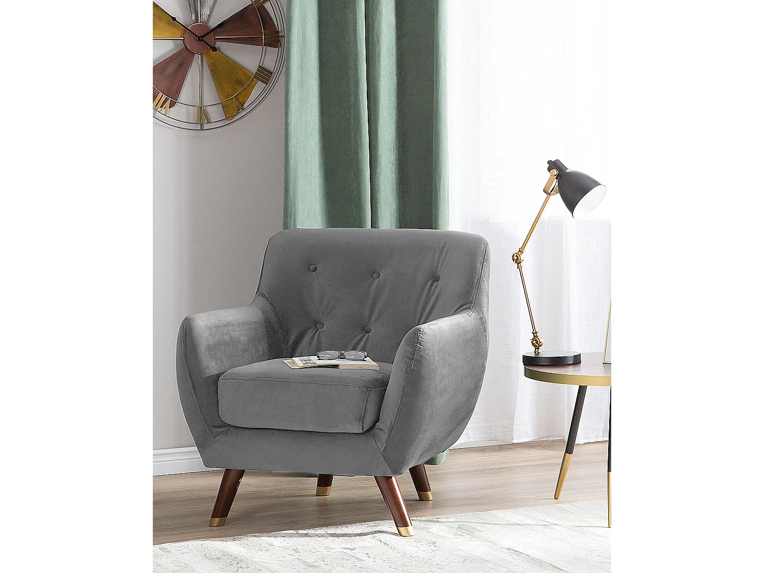 Fauteuil BODO Velours Gris