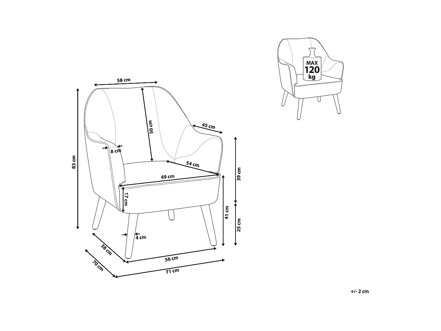 Fauteuil LOKEN Tissu Gris