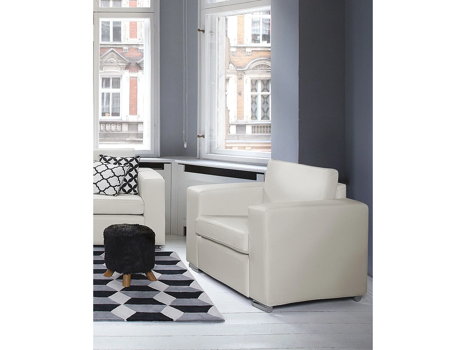 Fauteuil HELSINKI Leer Wit