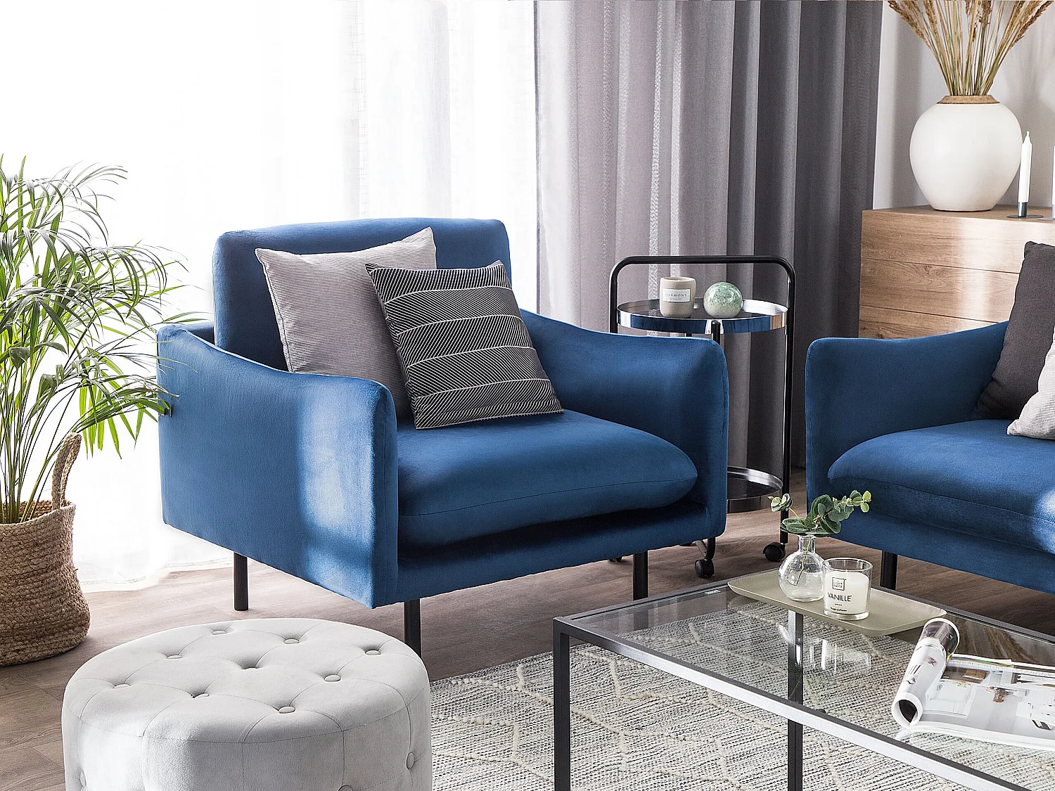 Fauteuil fluweel donkerblauw VINTERBRO