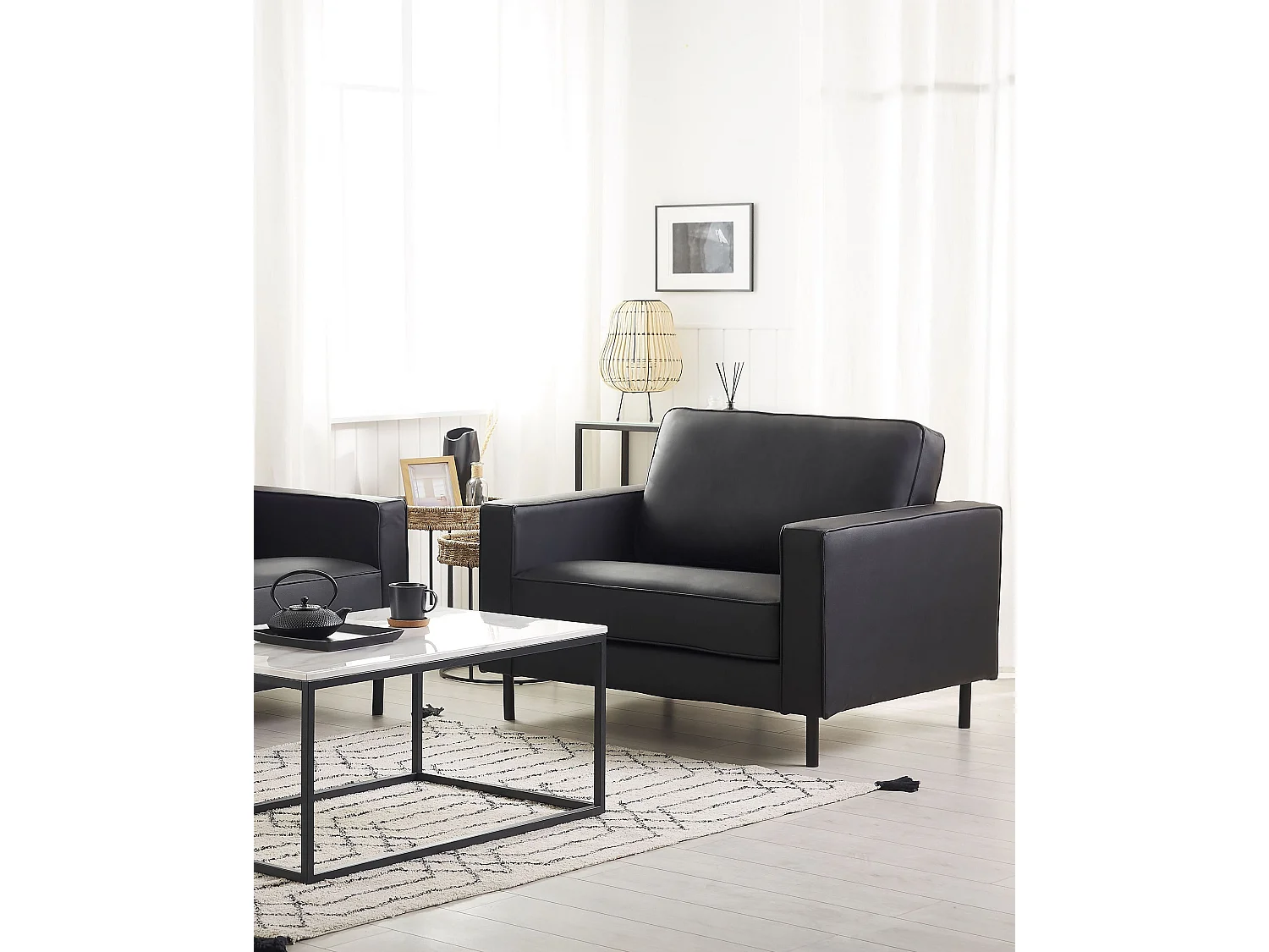 Poltrona SAVALEN Pelle naturale Nero