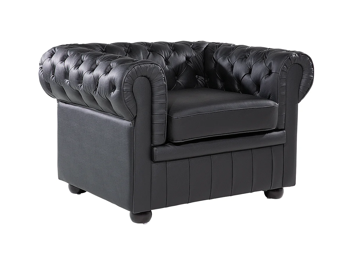 Fauteuil CHESTERFIELD Cuir Noir