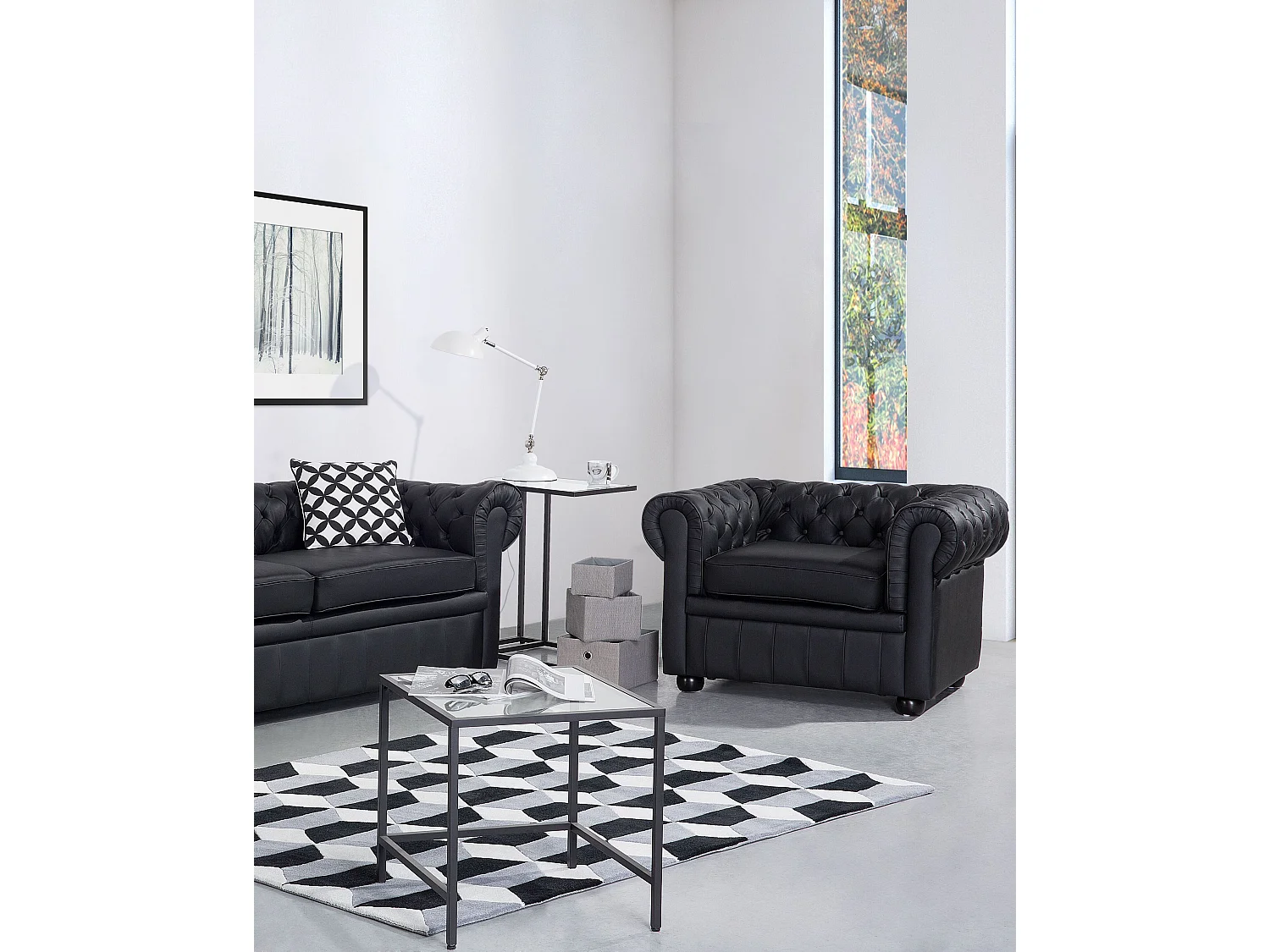 Fauteuil CHESTERFIELD Cuir Noir