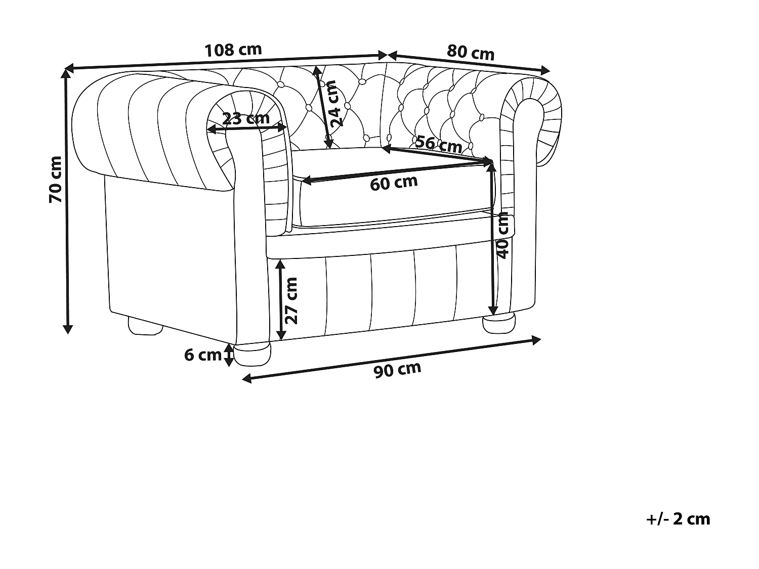 Fauteuil CHESTERFIELD Cuir Noir