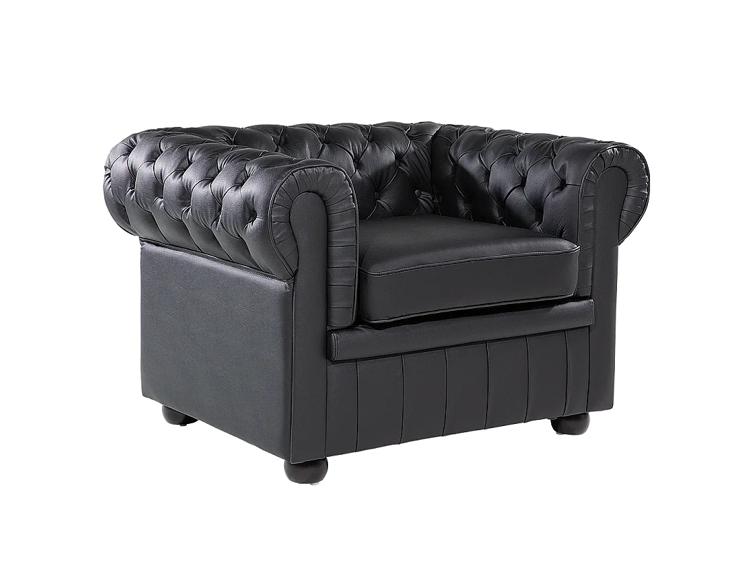 Fauteuil CHESTERFIELD Cuir Noir