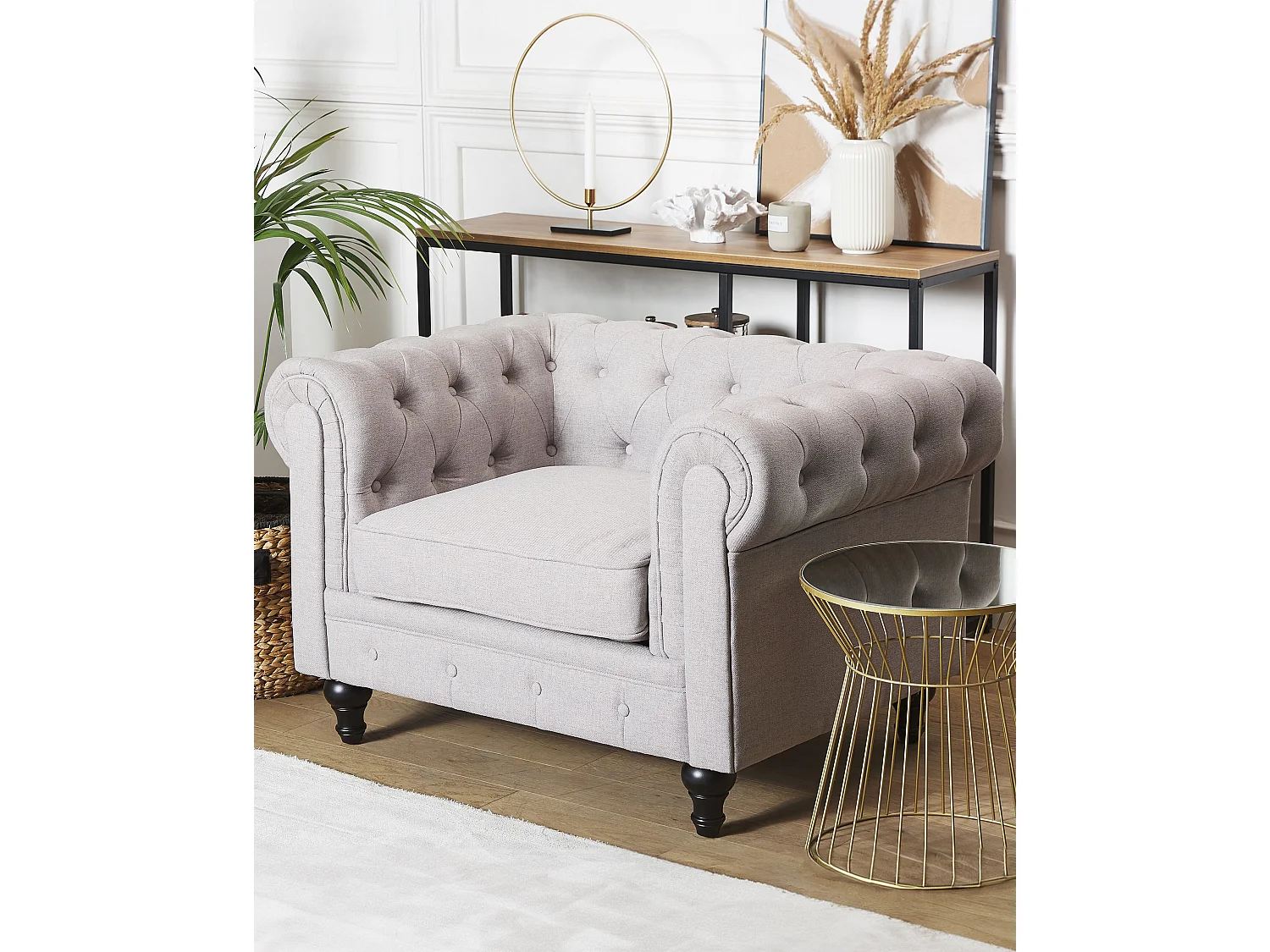 Fauteuil CHESTERFIELD Tissu Gris clair