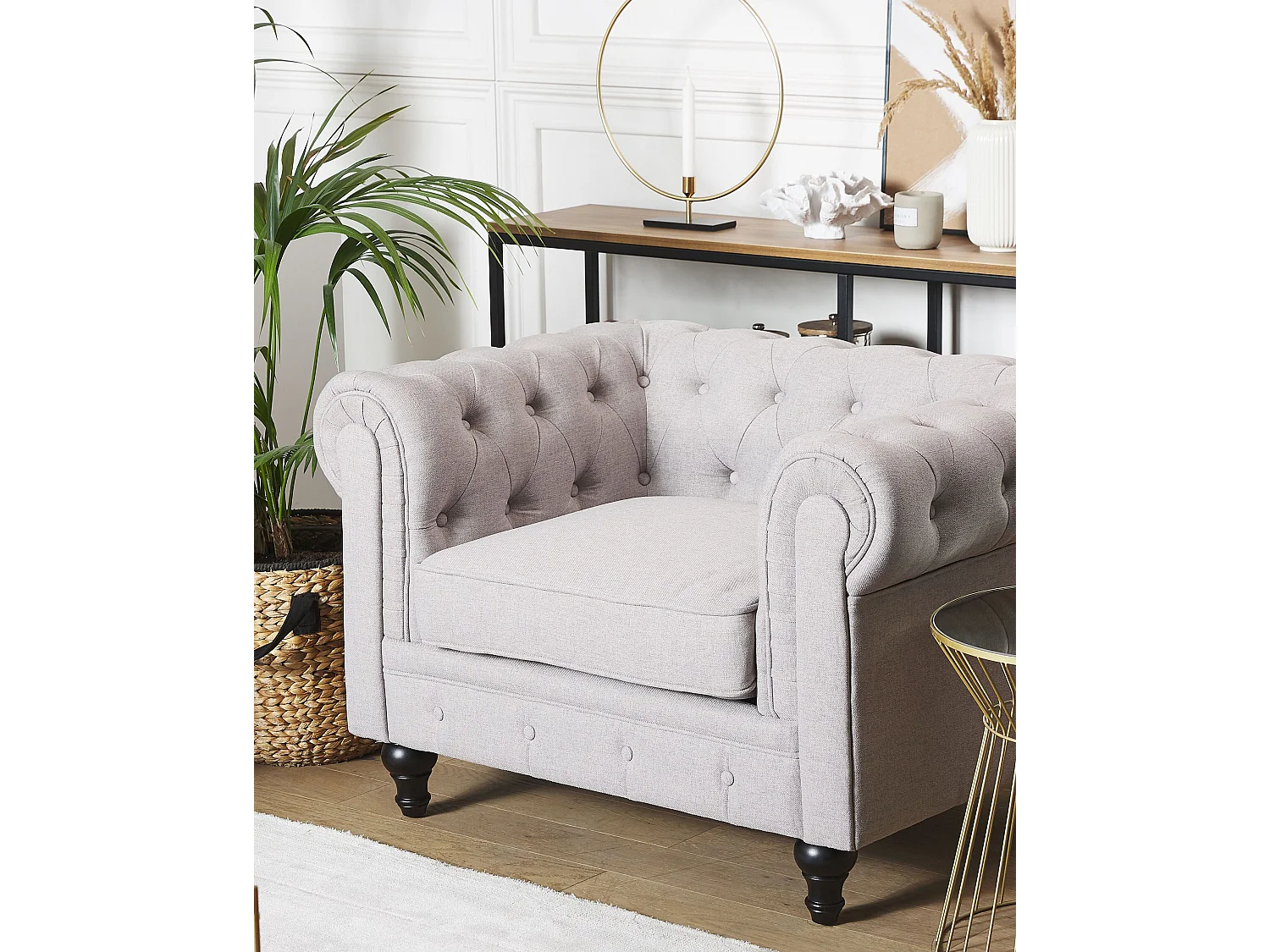 Fauteuil CHESTERFIELD Tissu Gris clair