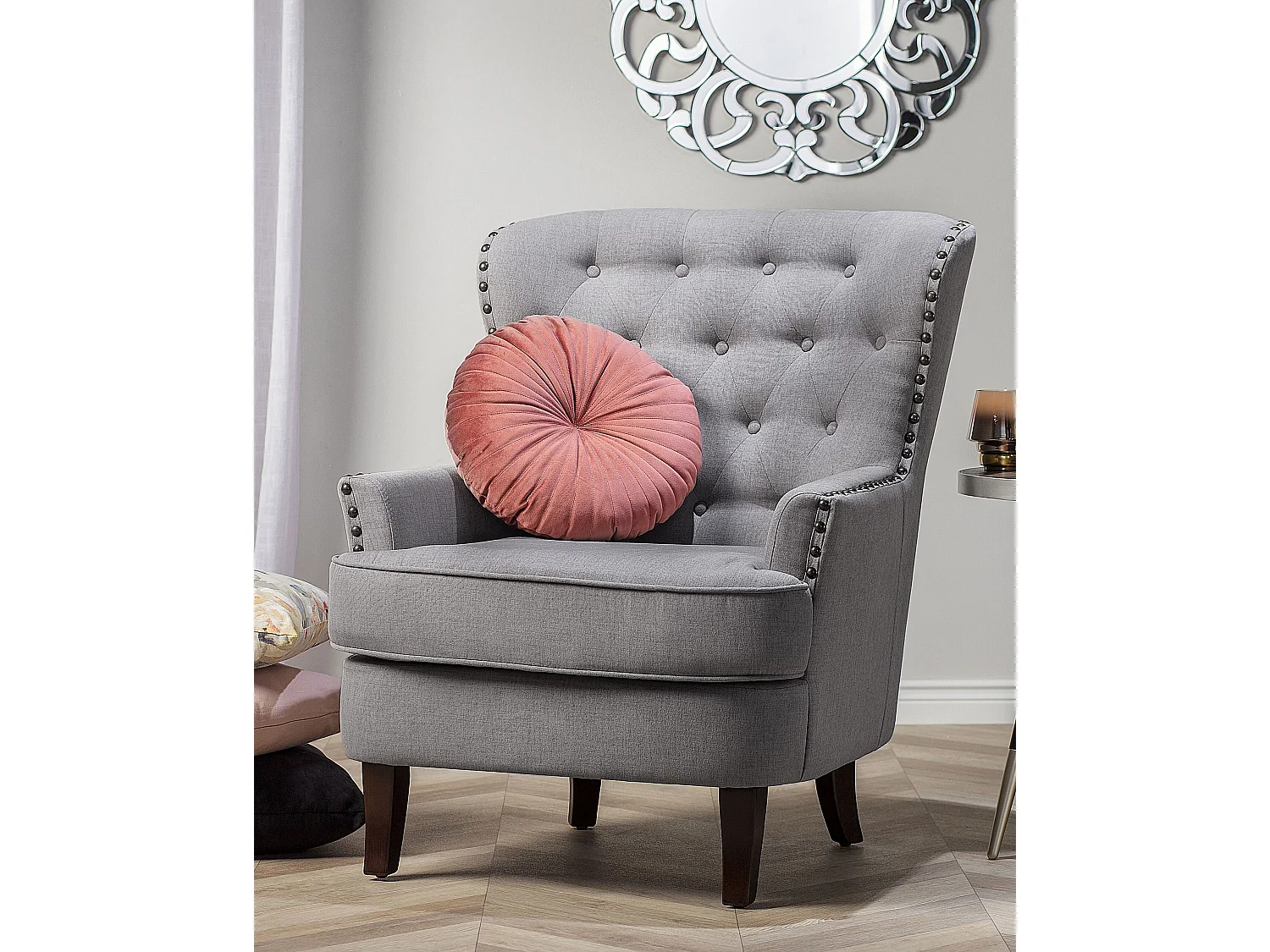 Poltrona VIBORG II Tecido Cinzento claro