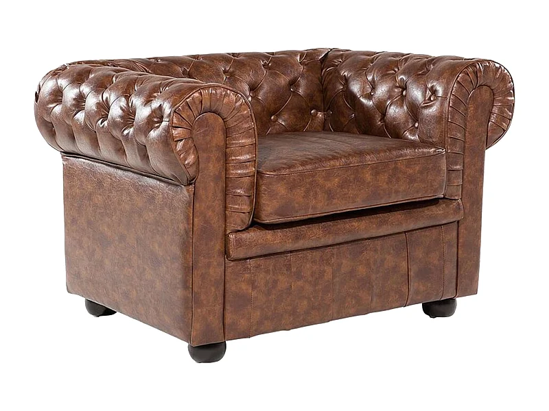 Klassisches Sessel im Chesterfield Stil braun Chesterfield
