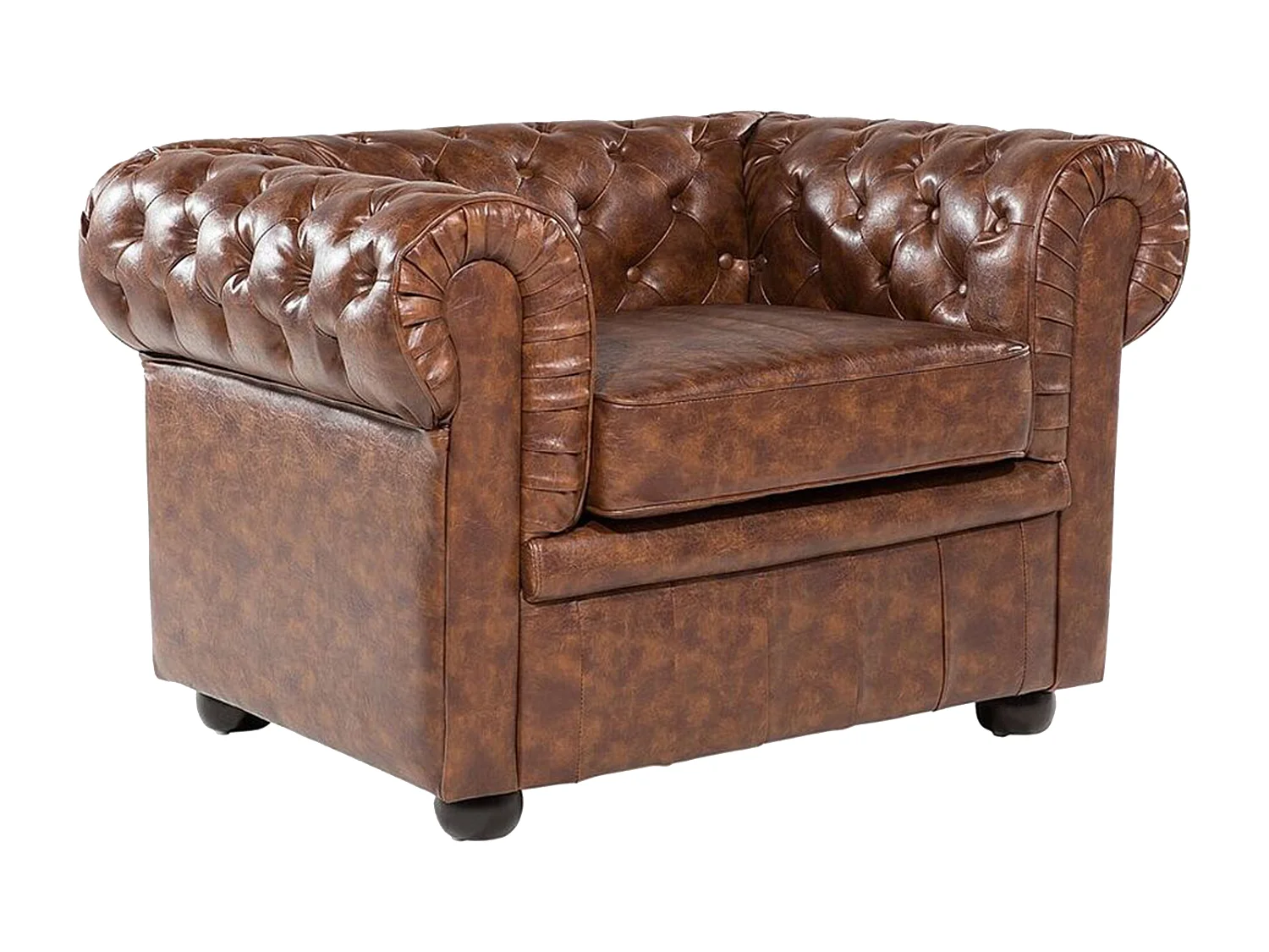 Poltrona CHESTERFIELD Pele sintética Castanho dourado