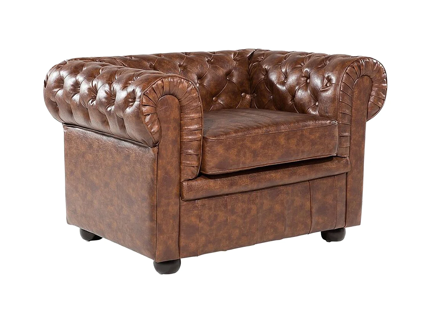 Fauteuil CHESTERFIELD Cuir PU Marron doré