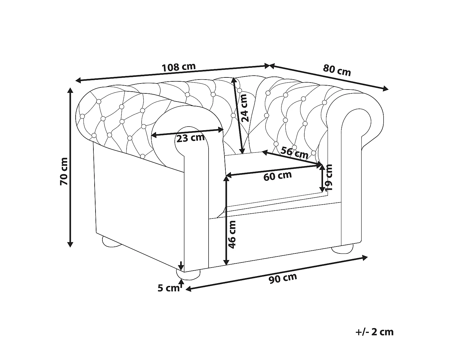 Fauteuil CHESTERFIELD Kunstleer Goudbruin