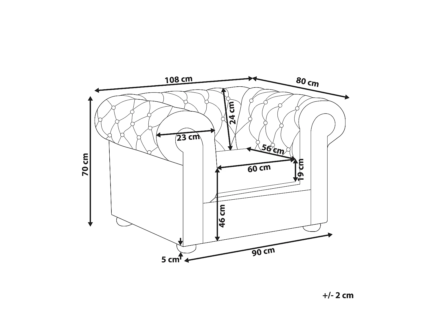 Fauteuil CHESTERFIELD Cuir PU Marron doré