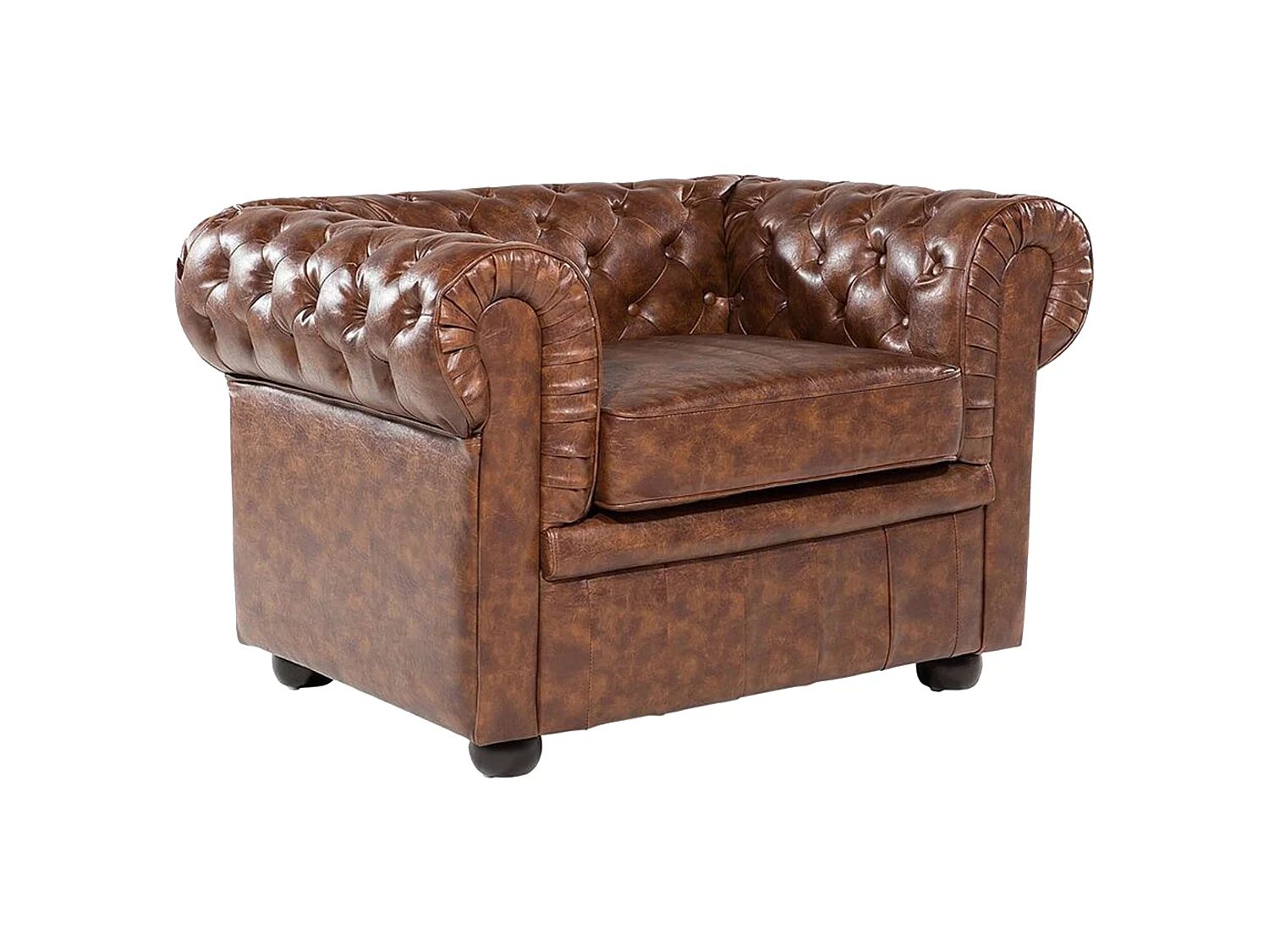 Armchair CHESTERFIELD Faux Leather Golden Brown