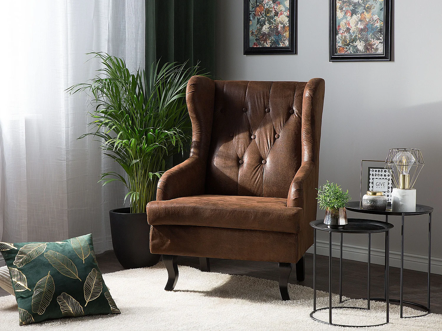 Fauteuil en cuir PU marron ALTA