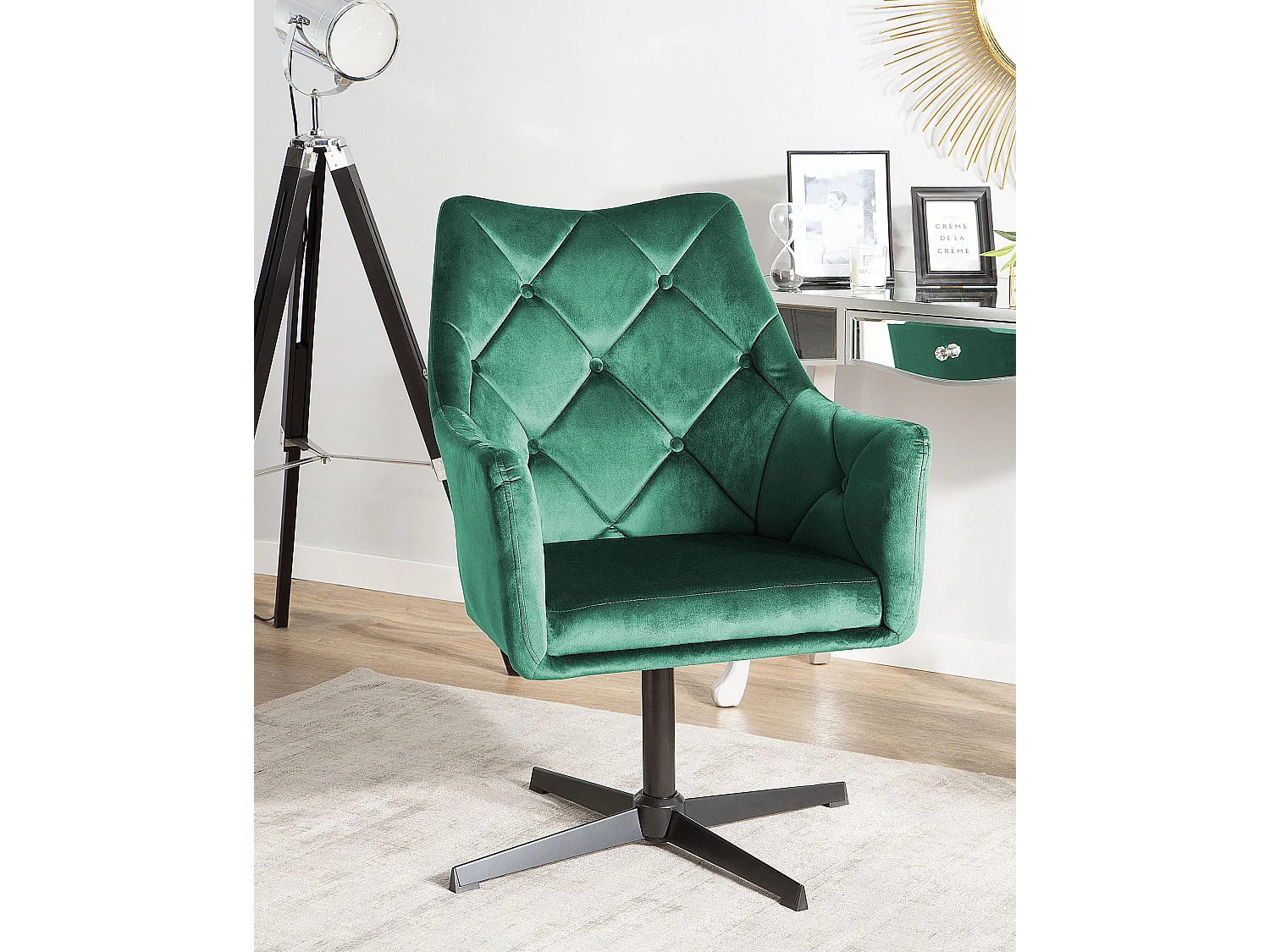 Fauteuil pivotant VAKSALA Velours Vert foncé