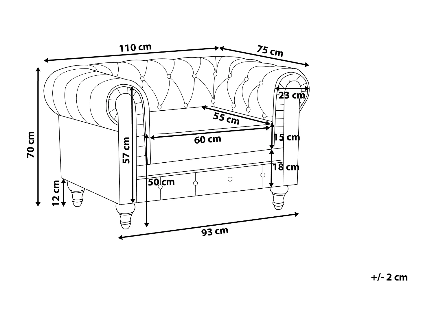 Fauteuil CHESTERFIELD Tissu Beige