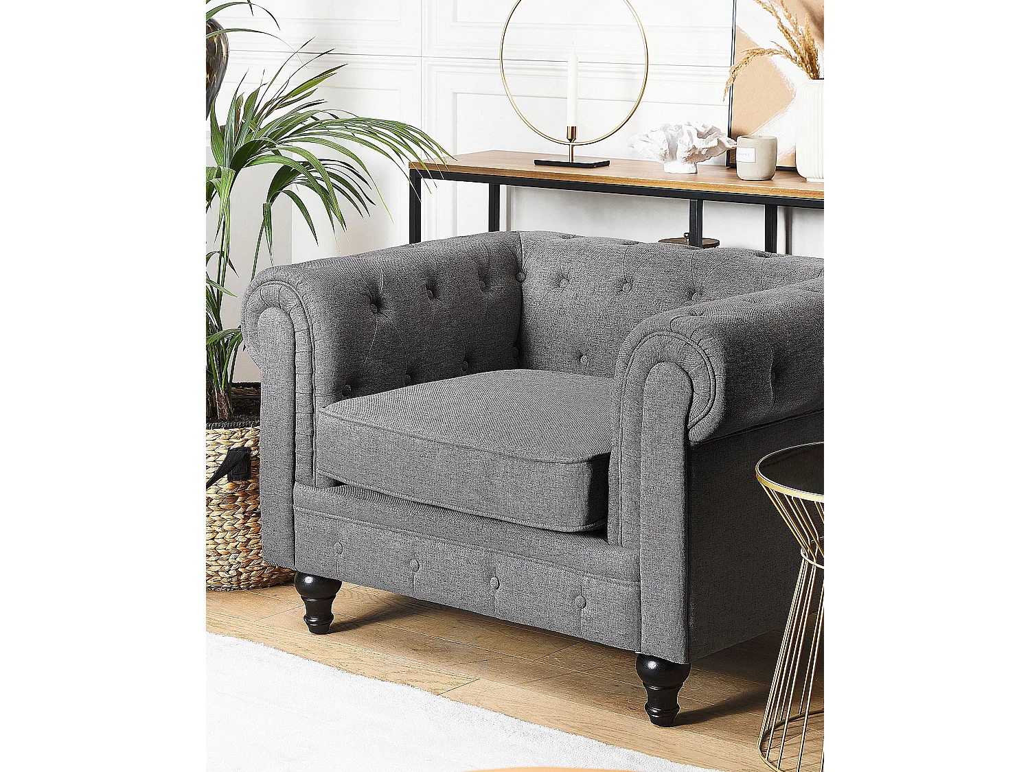 Fauteuil CHESTERFIELD Stof Grijs