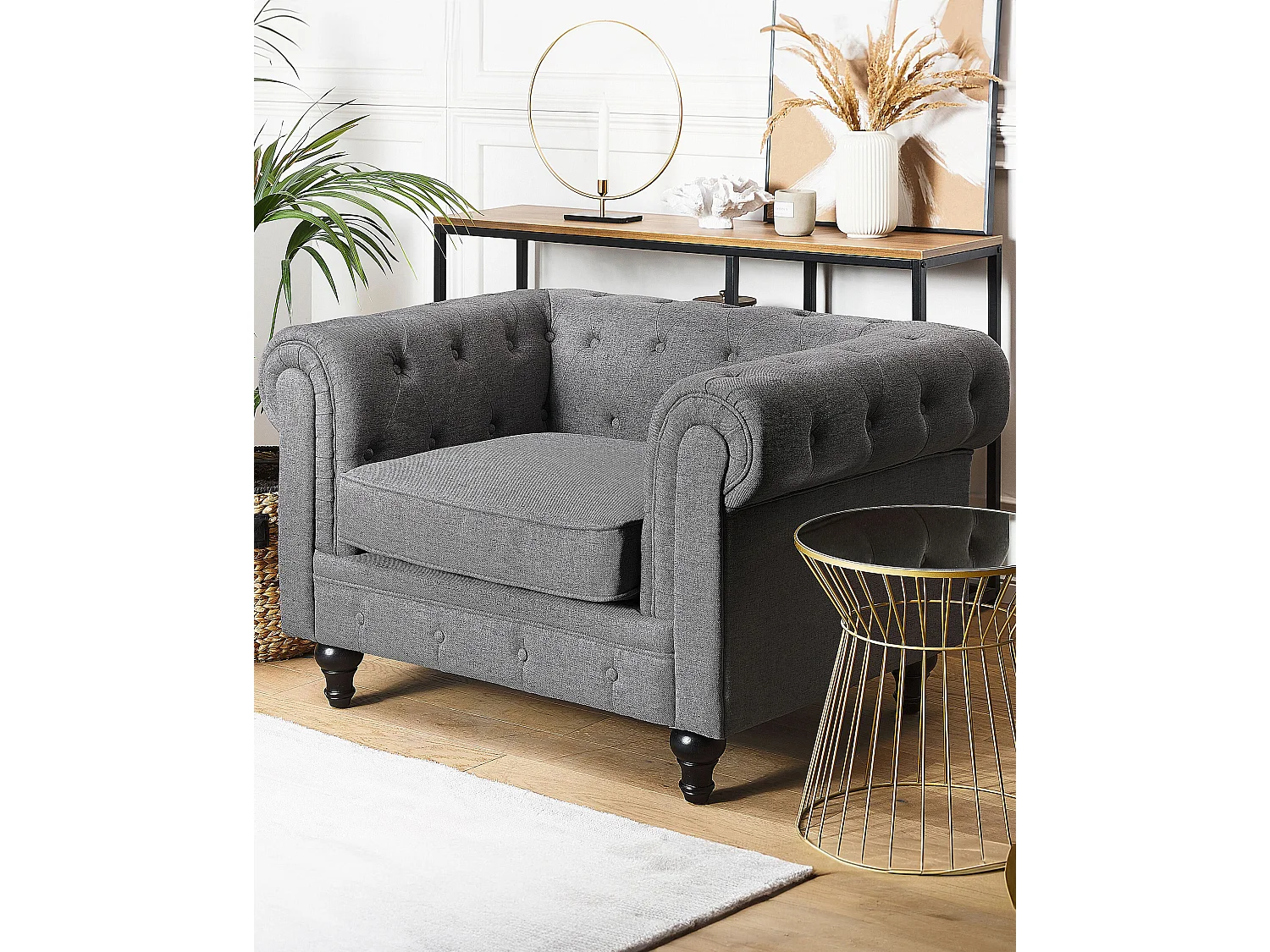 Fauteuil CHESTERFIELD Stof Grijs