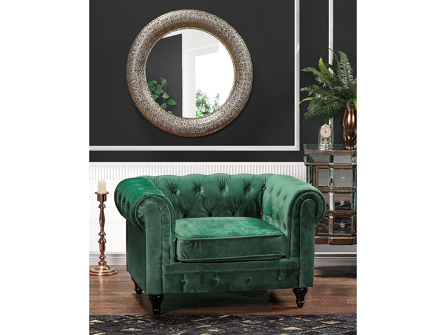 Fauteuil CHESTERFIELD Velours Vert émeraude