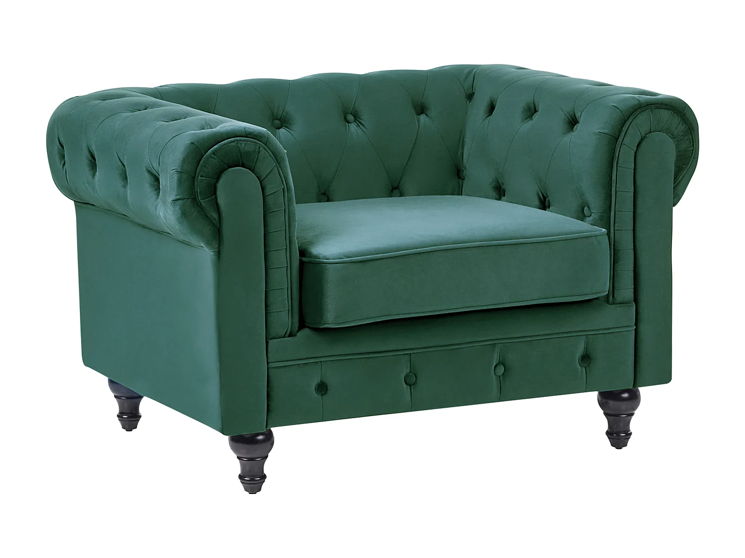 Fauteuil CHESTERFIELD Velours Vert émeraude