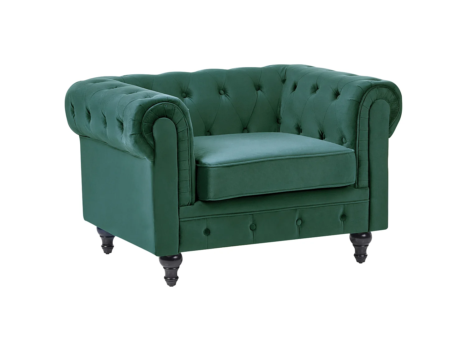 Fauteuil CHESTERFIELD Velours Vert émeraude